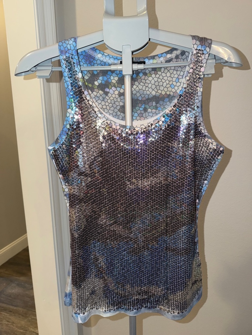 David Cline Mosaic Floral Tank - Blue, Gray & Green